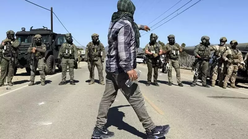 Federal Agents and Protesters Clash During Farm Raid in Southern California