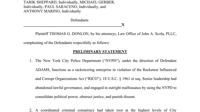 Former Commissioner Accuses NYC Mayor of Running Police Department as Criminal Enterprise
