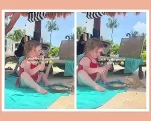 Unexpected Visitor Disrupts Toddler's Poolside Snack in Viral Video