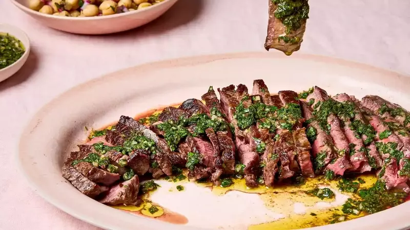 Seared Steak with Green Chermoula and Chickpea Salad: A Quick and Flavorful Meal