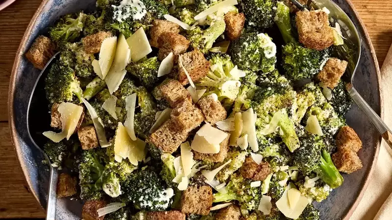 Delectable Roasted Broccoli Caesar Salad