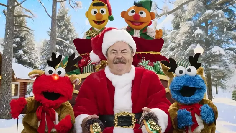Nick Offerman Joins Sesame Street for New Christmas Song