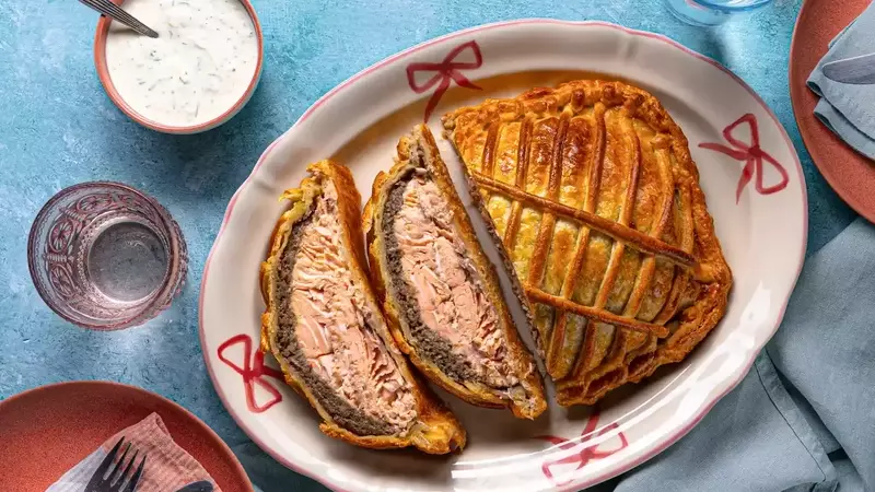 Elegant Salmon Encased in Pastry with Mushroom Duxelles