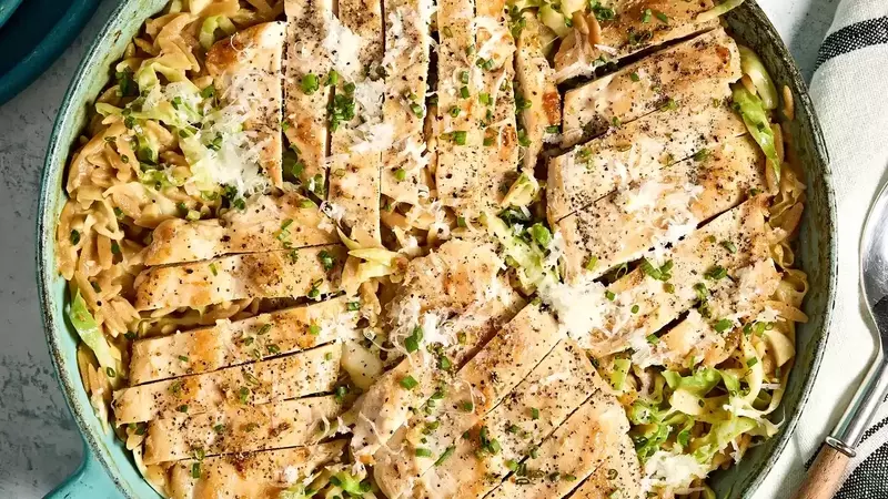 One-Pan Lemon Chicken Orzo with Tender Cabbage