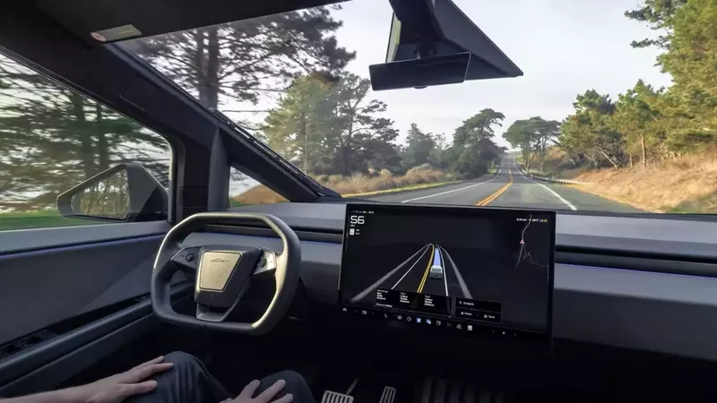 Tesla Cybertruck's Full Self-Driving System Misinterprets Road Markings at High Speeds