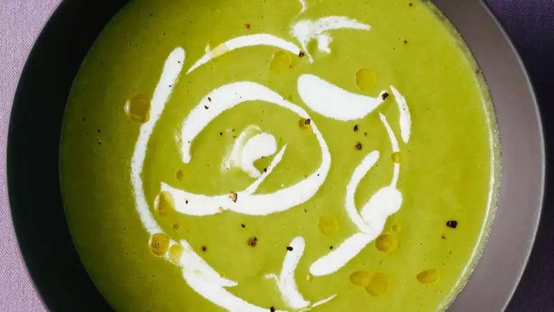 Velvety Spring Asparagus Soup with Lemon Creme Fraiche