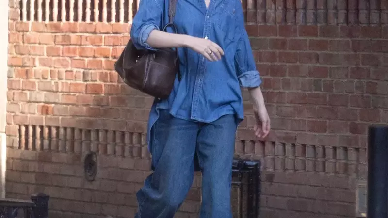 Jennifer Lawrence Elevates Denim-on-Denim with Striking Accessories