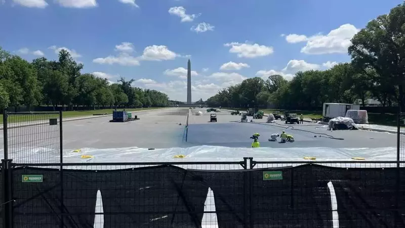 Controversial Transformation: Washington D.C.'s Reflecting Pool Undergoes 'American Flag Blue' Makeover