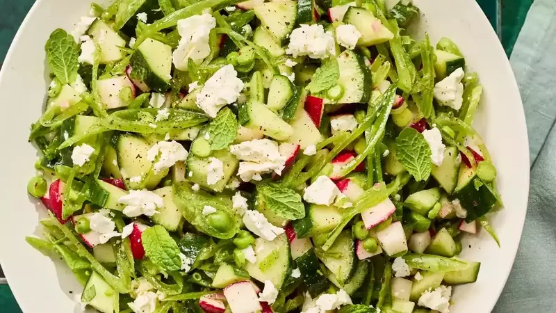 Crisp Cucumber, Radish & Snap Pea Salad