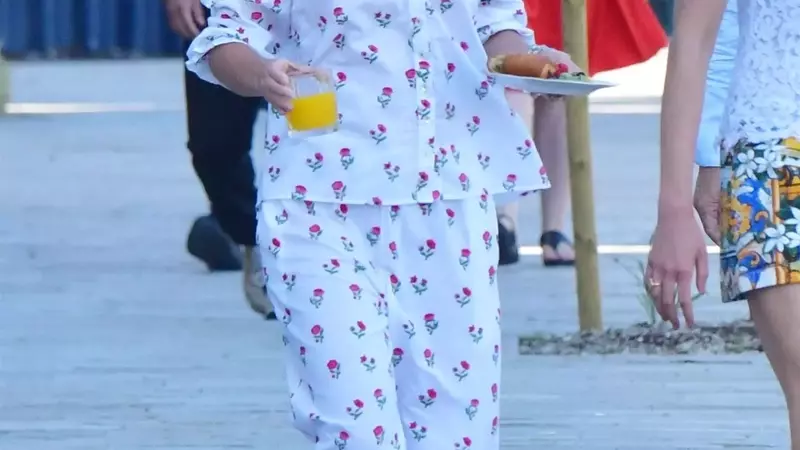 Emma Watson's Effortlessly Chic Pajama Ensemble in Venice