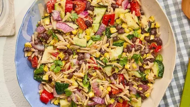 Festive Summer Orzo Salad with Creamy Dressing