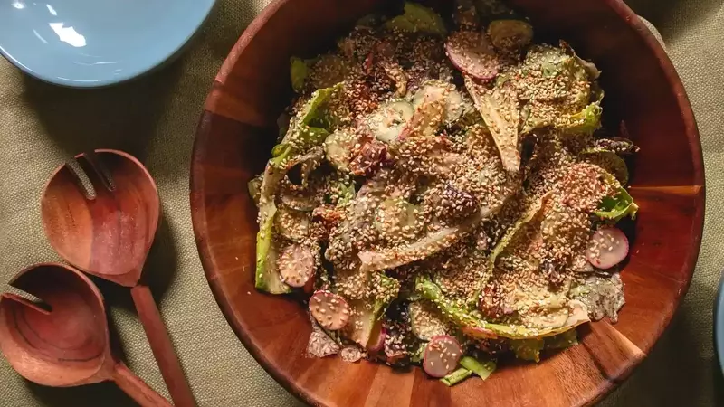 A Vibrant Date Salad with Spicy Tahini-Yogurt Dressing