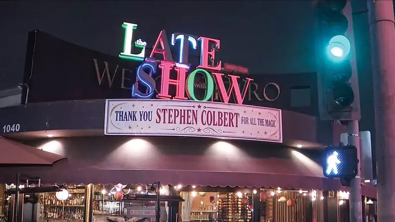 Stephen Colbert's "Late Show" Neon Sign Finds New Life in West Hollywood
