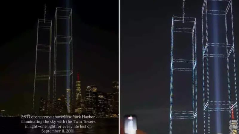 Omaggio Emozionante a New York: 2.977 Droni Ricreano le Torri Gemelle per le Vittime dell'11 Settembre