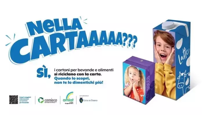 Torino lancia la campagna 'Nella carta? Sì!' per il riciclo dei cartoni per bevande